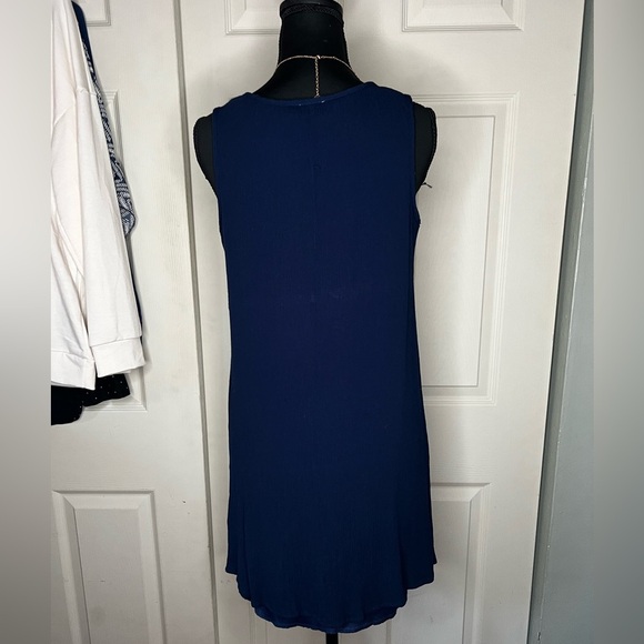 Naif Blue Sleeveless Boho Mini Dress or Tunic with White/cream Lace Detail - Picture 2 of 5